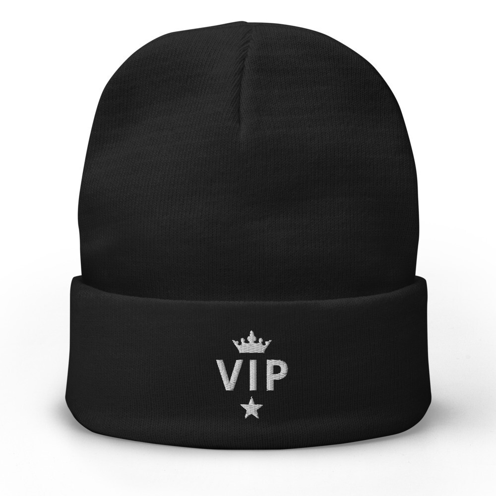VIP Custom Wear Embroidered Beanie, Color: Black
