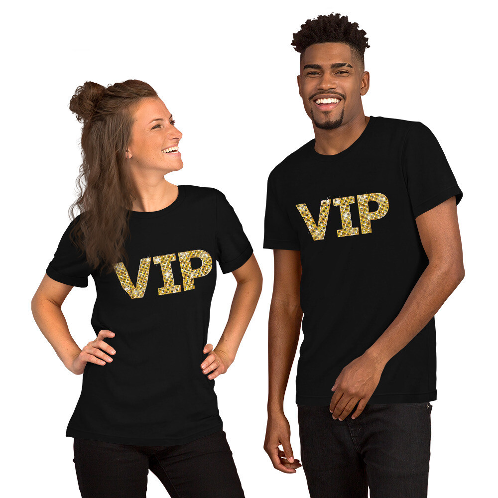 VIP Custom Wear Short-Sleeve Black Unisex T-Shirt, Size: XS