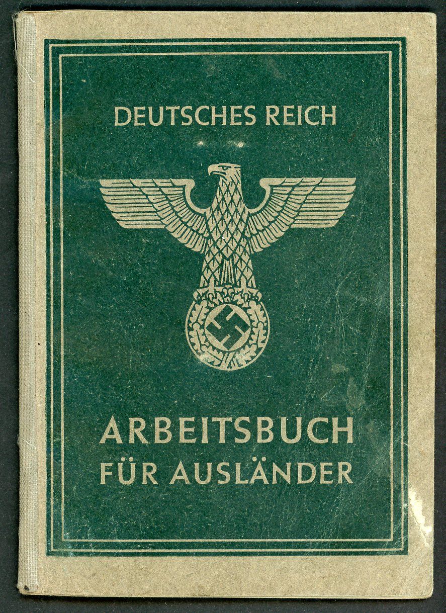 Z FACEBOOK AUCTION, RARE German WW2 Deutsches Reich Arbeitsbuch Fur Auslander Foreigner, Girl From Poland/Ukraine, STARTING BID $25 *