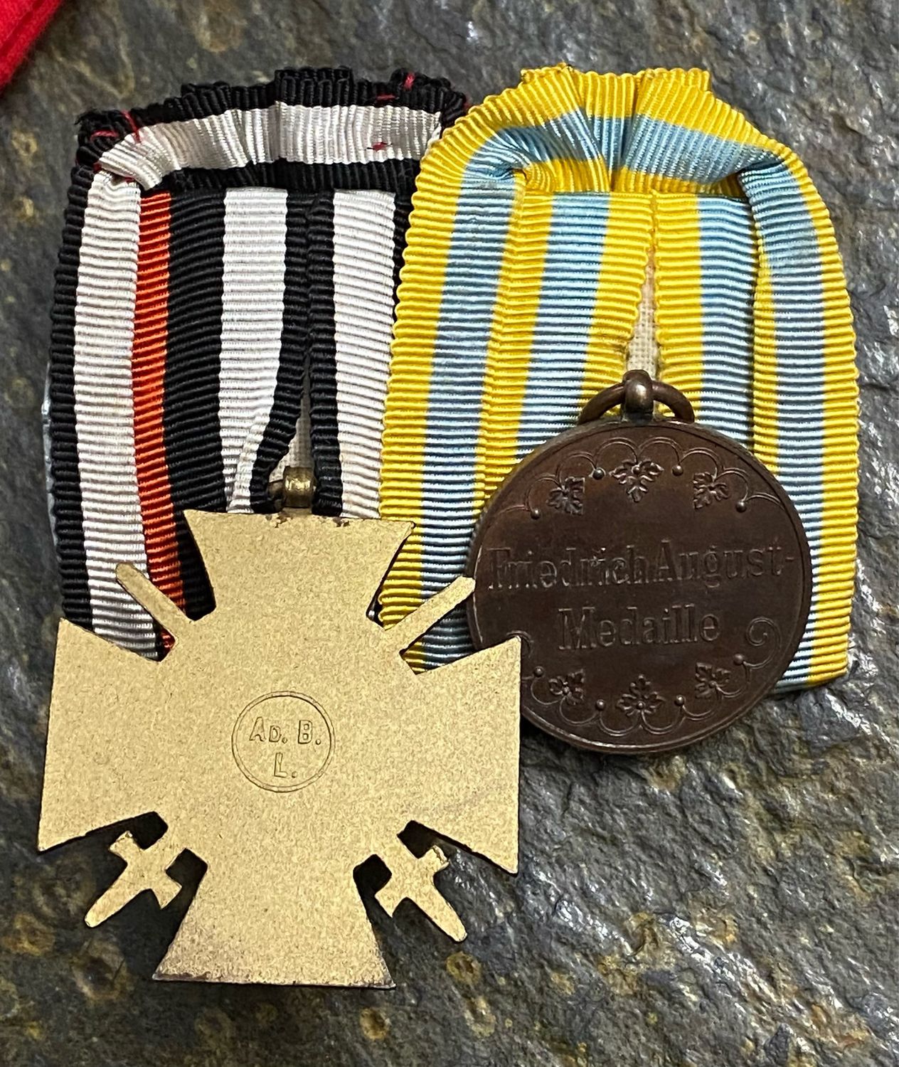 Z German WWI Parade Medal Bar Saxony Friedrich August + Hindenburg Cross + Ribbons *