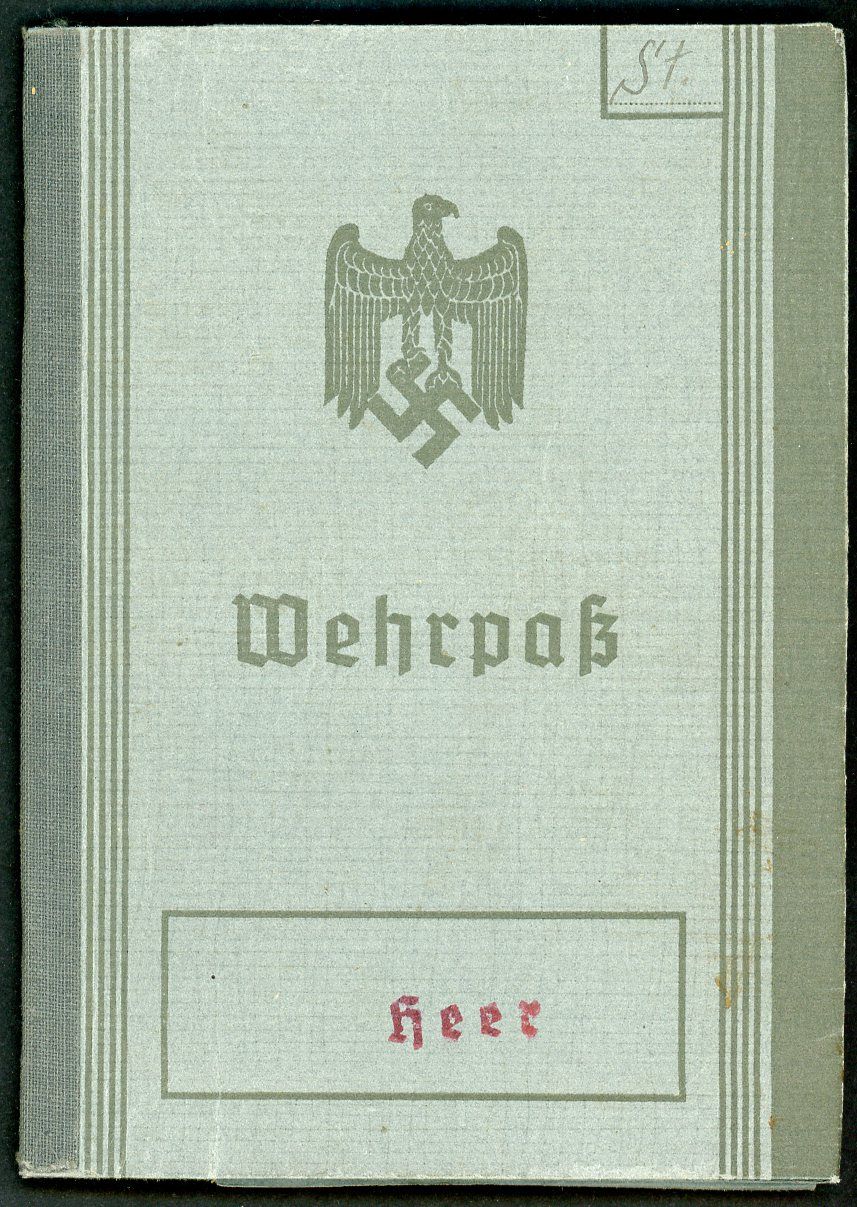 Z German WW2 Wehrpass, 1st Pattern, Entries From 1943, STARTING BID $35 *