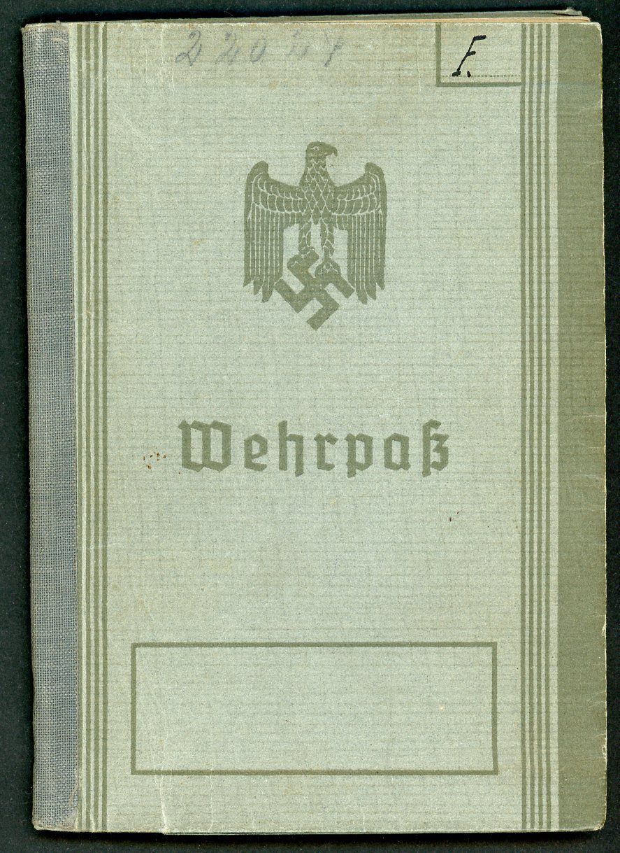 Z FACEBOOK AUCTION - German WW2 Wehrpass, 1st Pattern, Entries From 1937 - 1943, STARTING BID $35 *