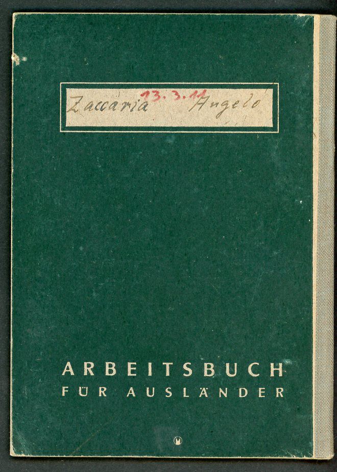 Z FACEBOOK AUCTION - German WW2 Arbeitsbuch Fur Auslander Foreign Worker Record Book Italian Man 1944, STARTING BID $25 *