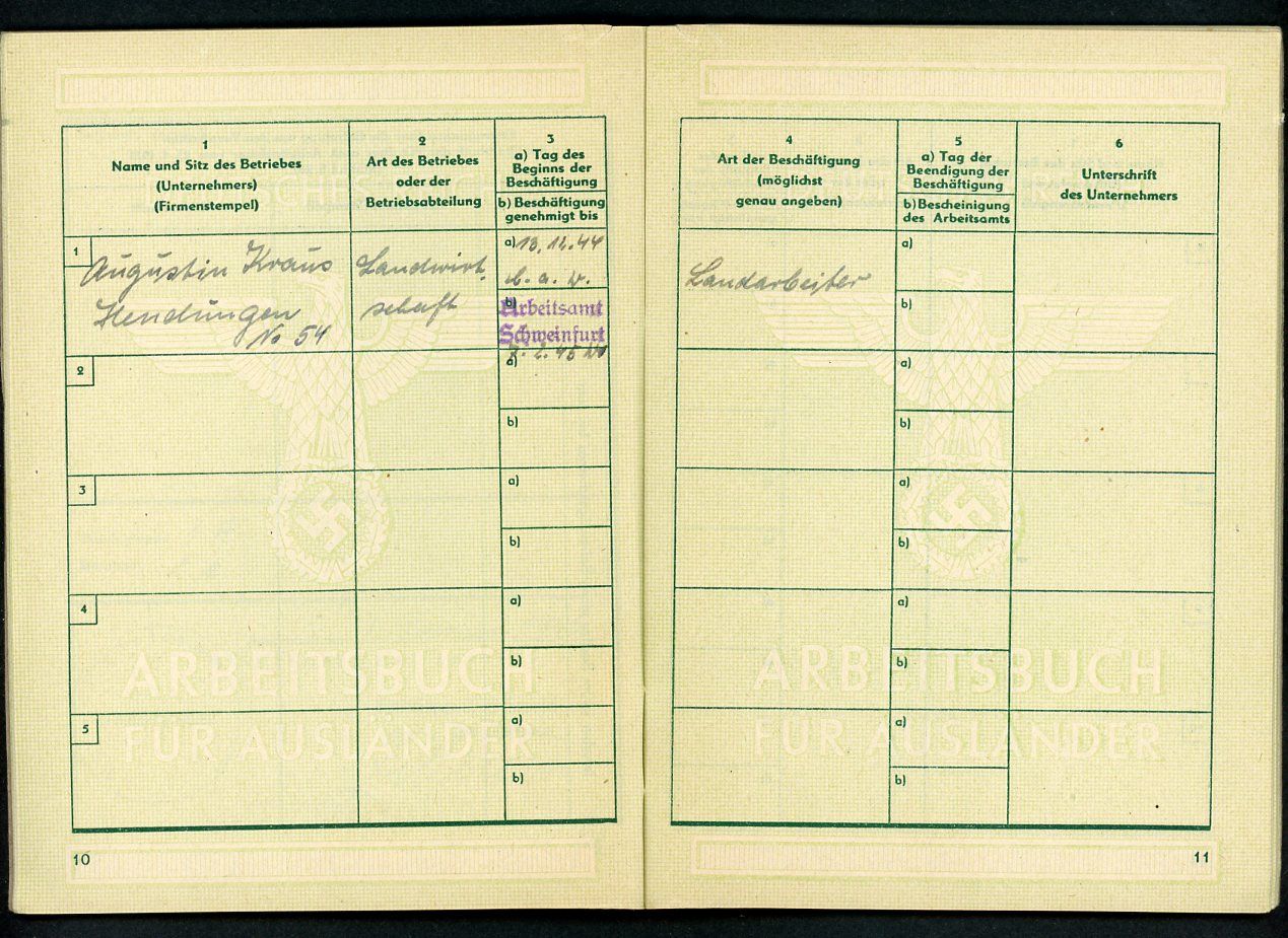 Z FACEBOOK AUCTION - German WW2 Arbeitsbuch Fur Auslander Foreign Worker Record Book Italian Man 1944, STARTING BID $25 *