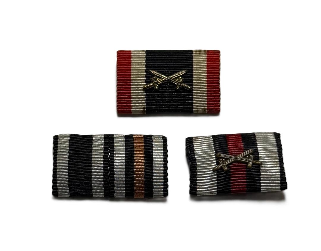 Z FACEBOOK AUCTION, Lot of 3 German WW1 &amp; WW2 Ribbon Bars: EK2, KVK2, Hindenburg Cross, STARTING BID $5 *
