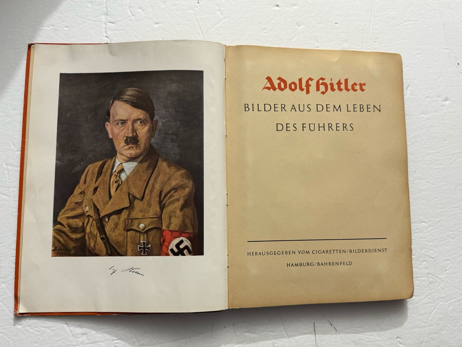 Z FACEBOOK AUCTION - Adolf Hitler Sammelbild Photo Album Sent Home By An American Soldier, Collector Cigarette Card Photos, Complete, Orange Hardcover, STARTING BID $25 *