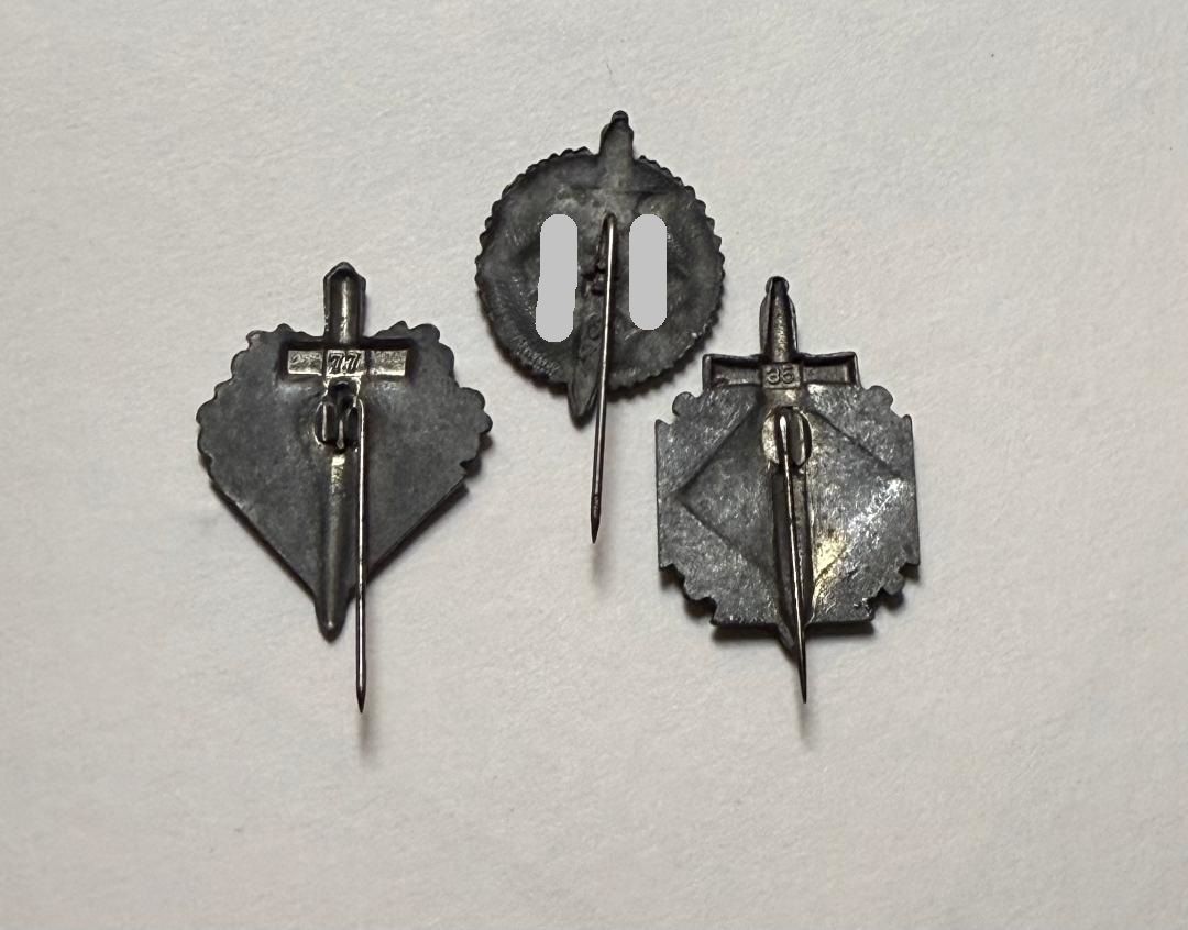 Z FACEBOOK AUCTION, Lot of 3 German WW2 NSKOV Veterans Organization Stickpin Badges Sword &amp; Swastika, STARTING BID $5*