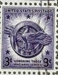 Full Sheet of 1946 USA Honorable Discharge Postage Stamps &quot;Ruptured Duck&quot; Harrisburg PA Marked *