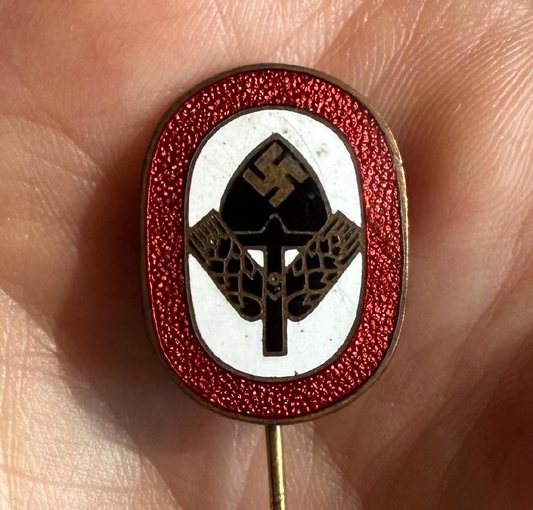 Z FACEBOOK AUCTION - German Rad National Labor Service Member Stickpin Lapel Pin Badge, STARTING BID $9 *