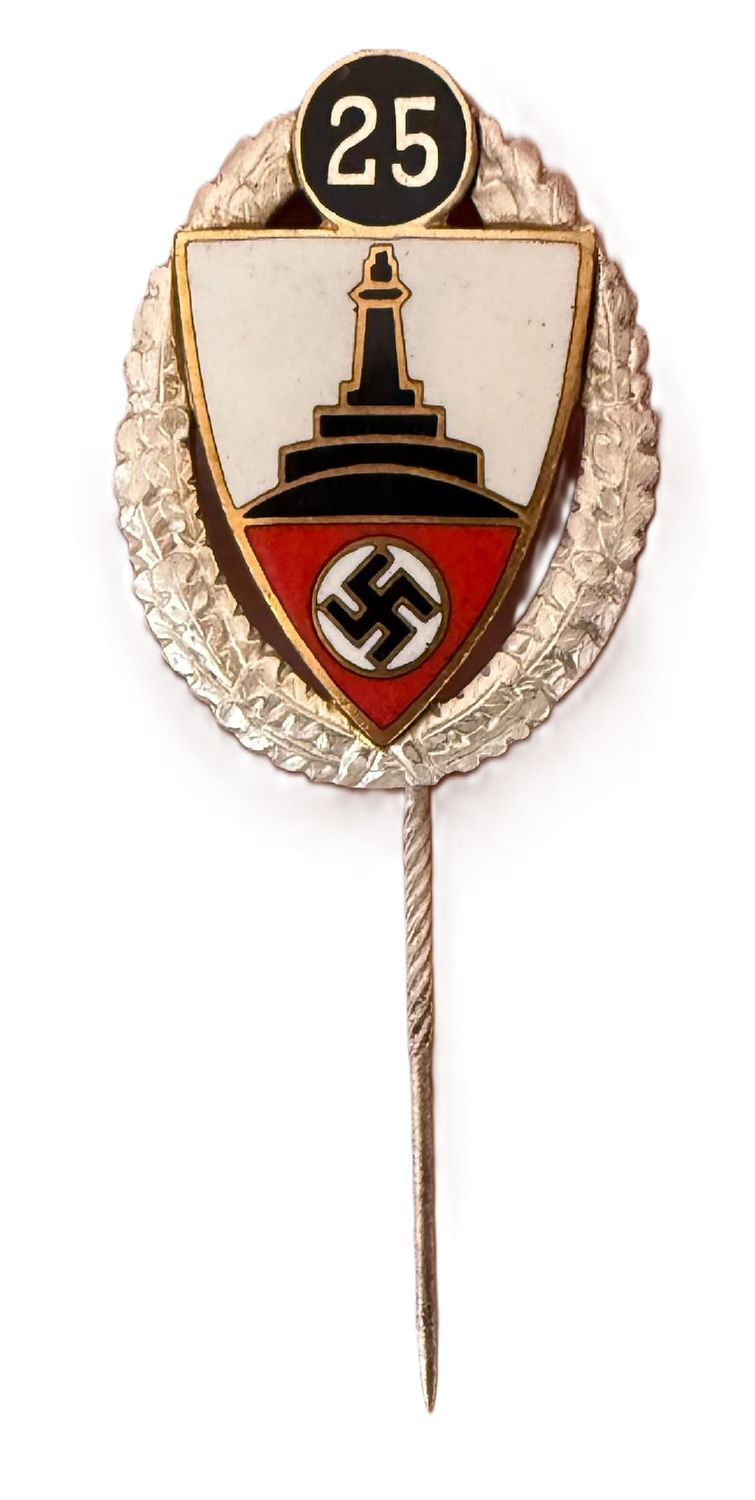 Z FACEBOOK AUCTION - DRKB Deutscher Reichskriegerbund 25 Year Lapel Stickpin Badge - STARTING BID $10 *