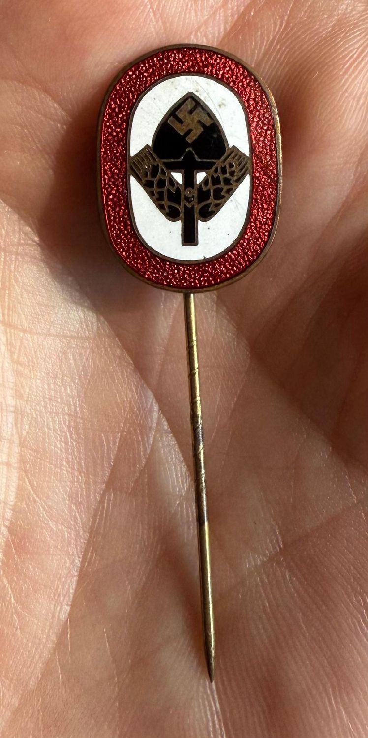 Z FACEBOOK AUCTION - German Rad National Labor Service Member Stickpin Lapel Pin Badge, STARTING BID $9 *