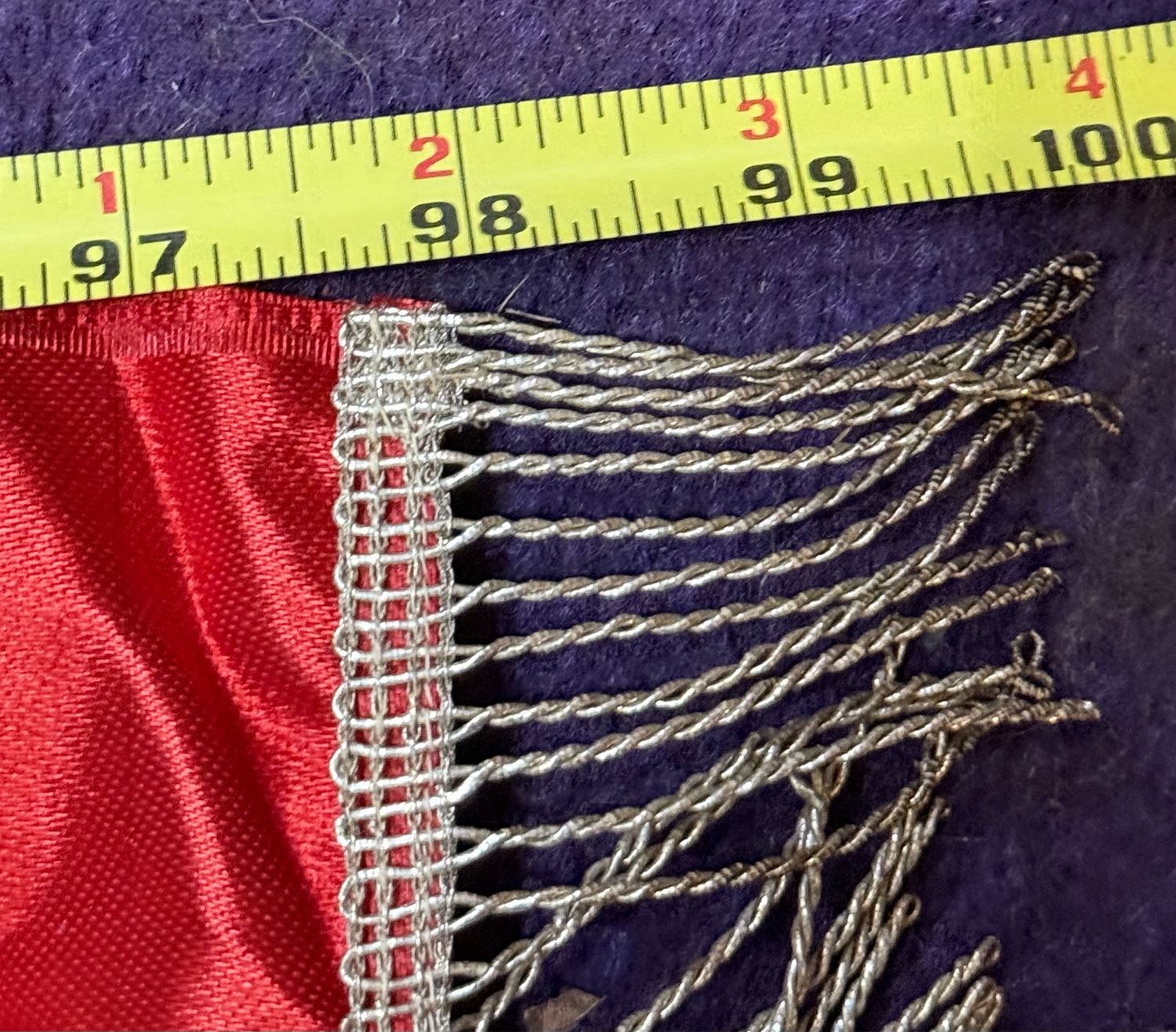 Z FACEBOOK AUCTION - German Third Reich Funeral Sash For DAF Member, 2 Swaz + Wire Fringe, 100 Inches Long!! *