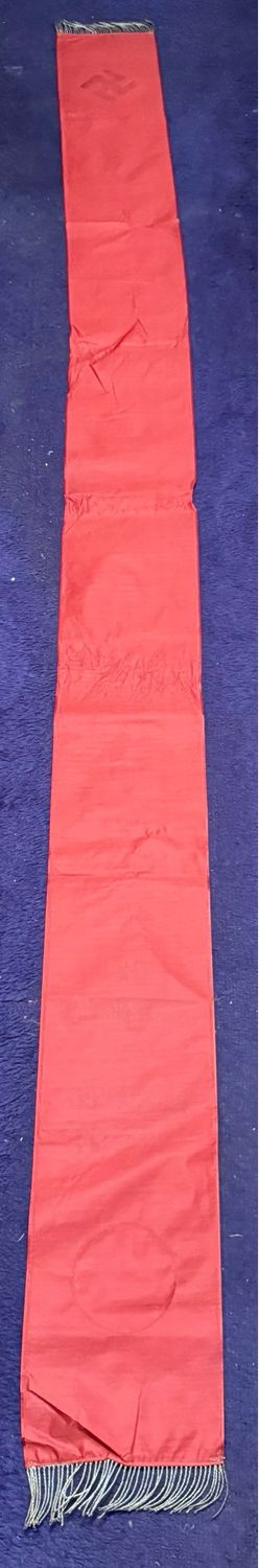 Z FACEBOOK AUCTION - German Third Reich Funeral Sash For DAF Member, 2 Swaz + Wire Fringe, 100 Inches Long!! *