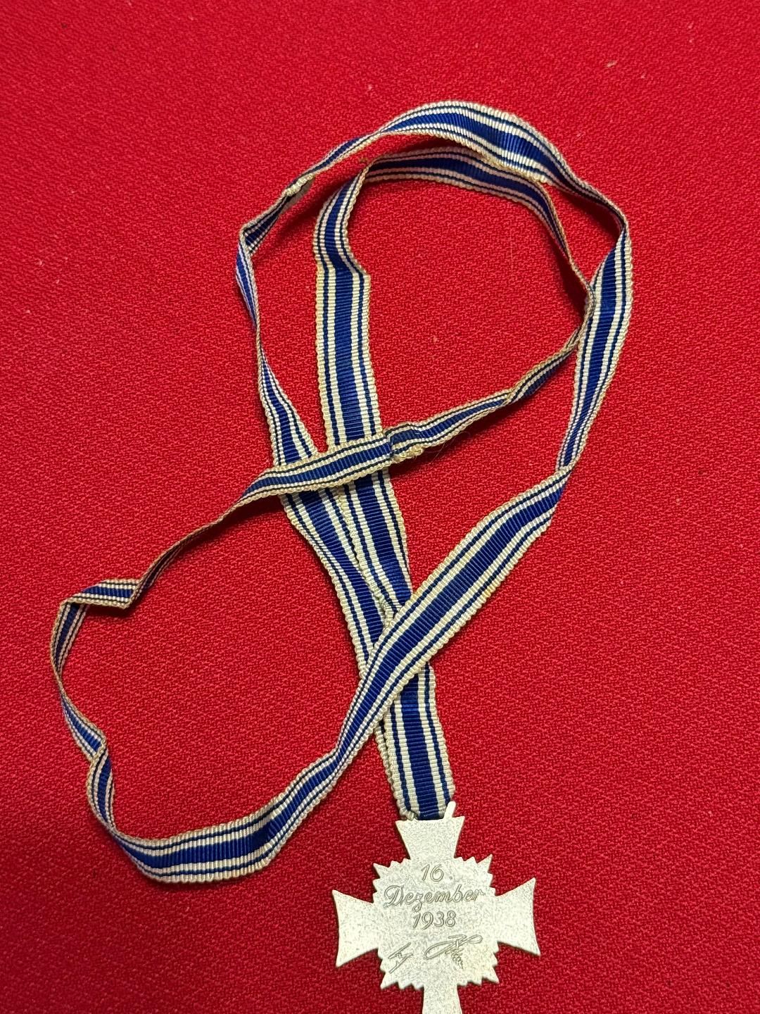 Z German Mother&#39;s Cross In Silver with Ribbon*
