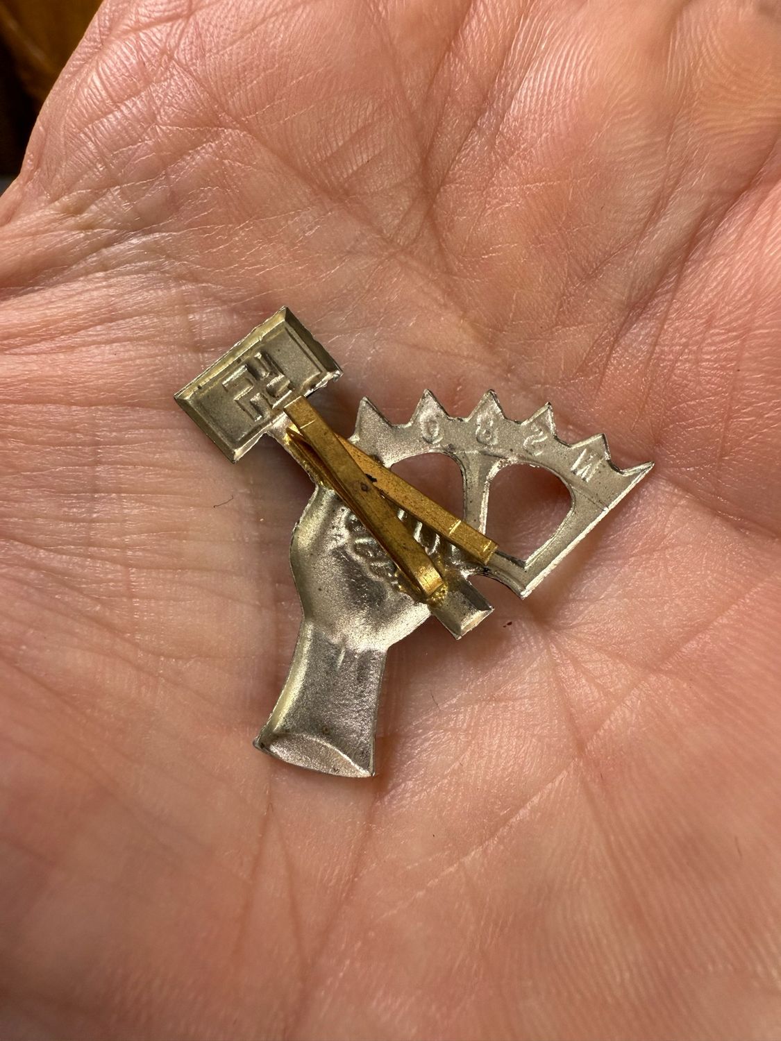 Z FACEBOOK AUCTION - German Third Reich NSBO Cap Badge, STARTING BID $5  *