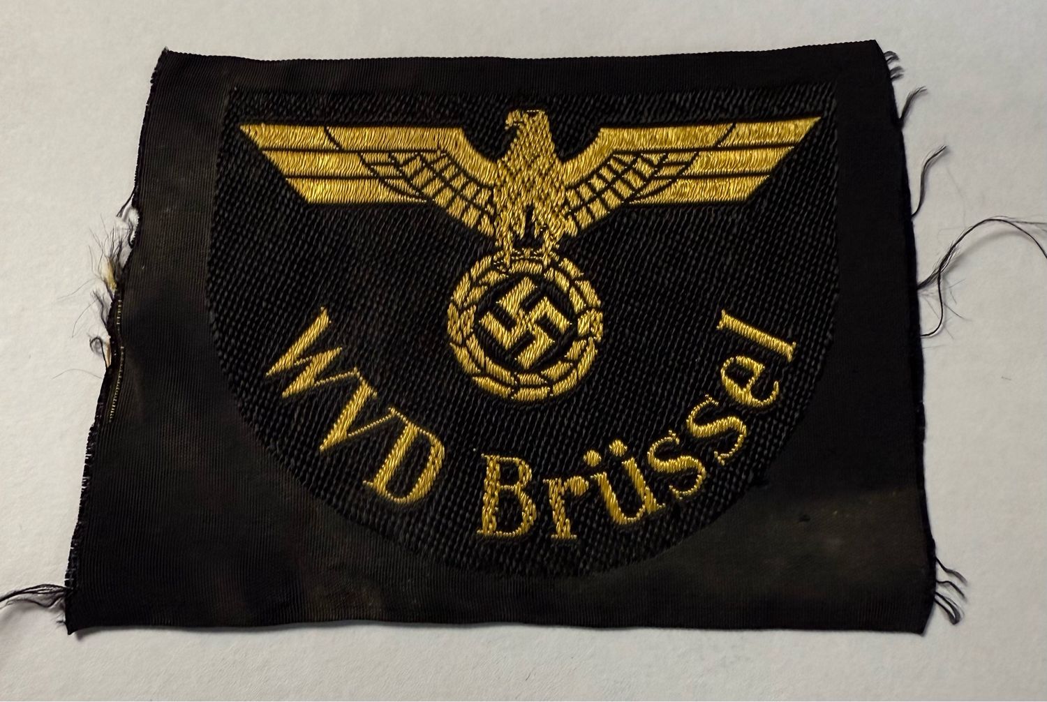 Z FACEBOOK AUCTION - Deutsche Reichsbahn Sleeve Eagle For WVD Brussel Armed Forces Traffic Directorate German WW2 Third Reich National Railway Insignia, STARTING BID $10 *