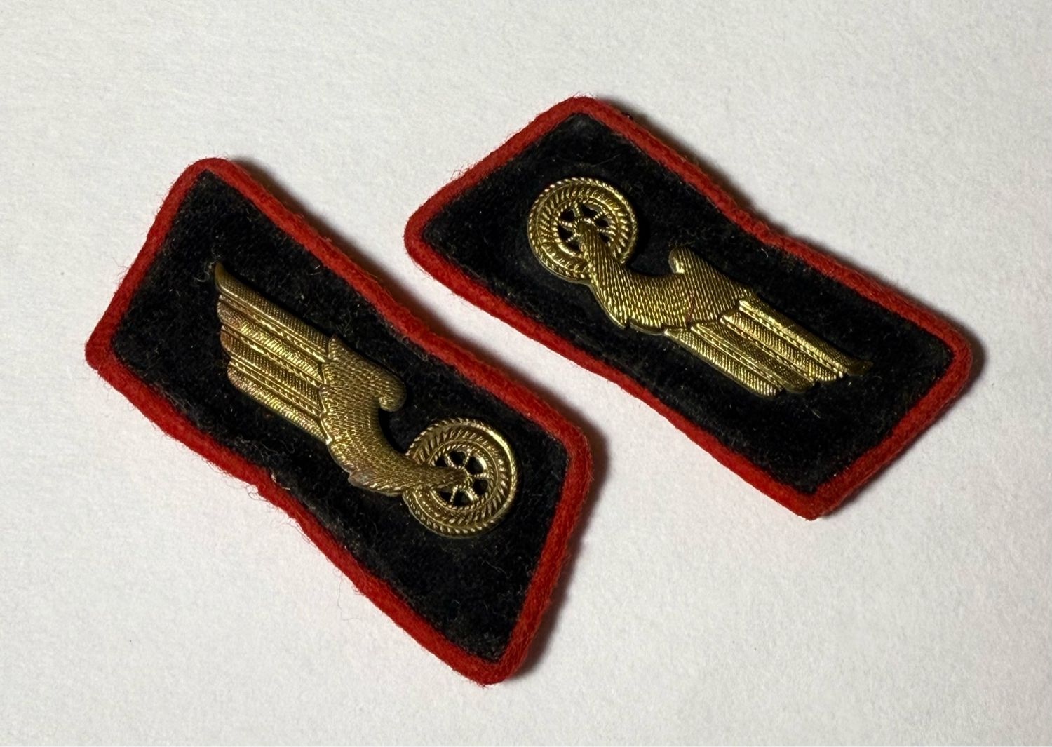 Z FACEBOOK AUCTION - First Pattern Deutsche Reichsbahn National Railway Collar Tabs, DRB German Third Reich Insignia STARTING BID $35 *