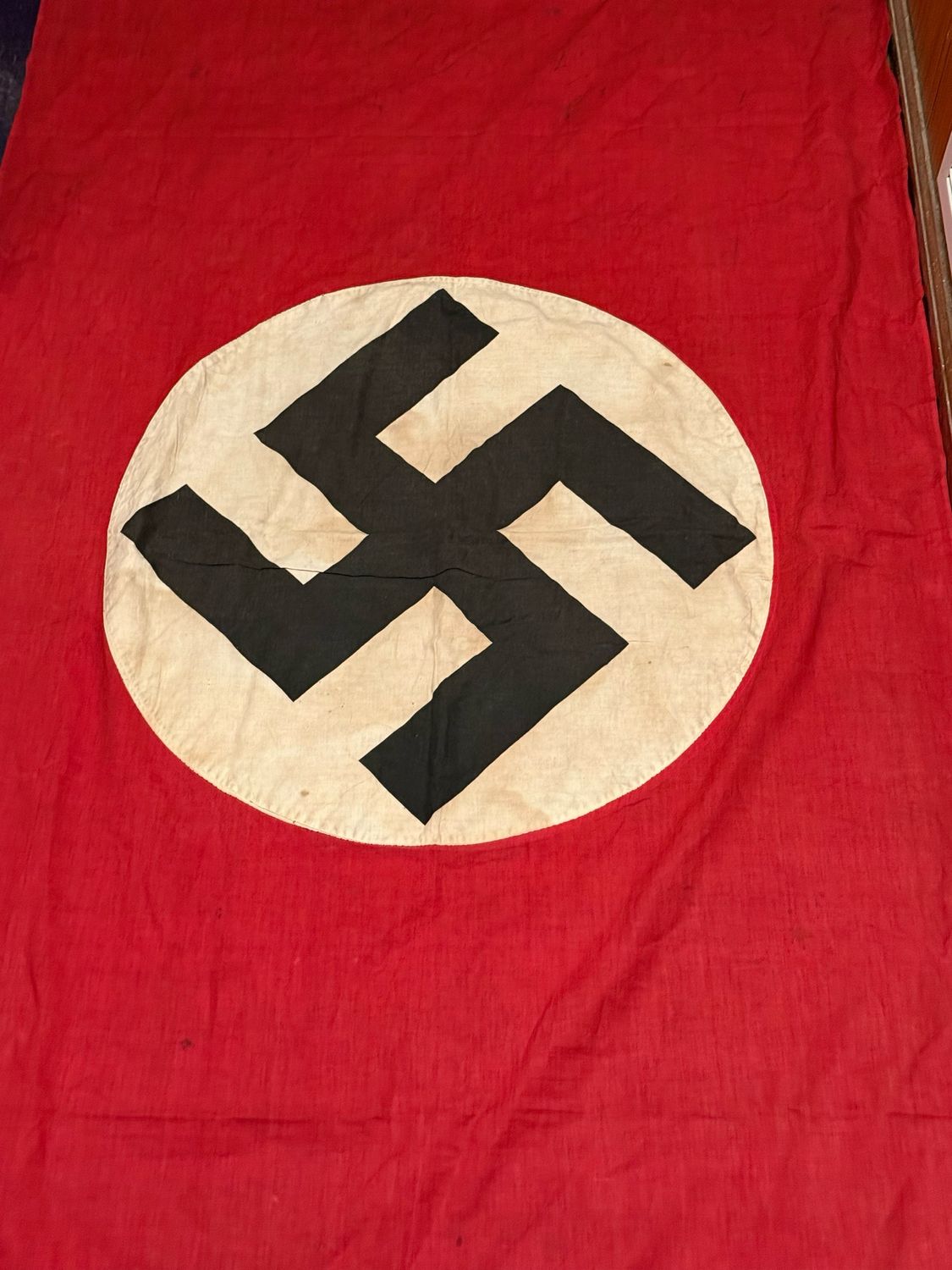 Z FACEBOOK AUCTION - NSDAP Banner Flag 43&quot; x 88&quot; Double Sewn Swaz *