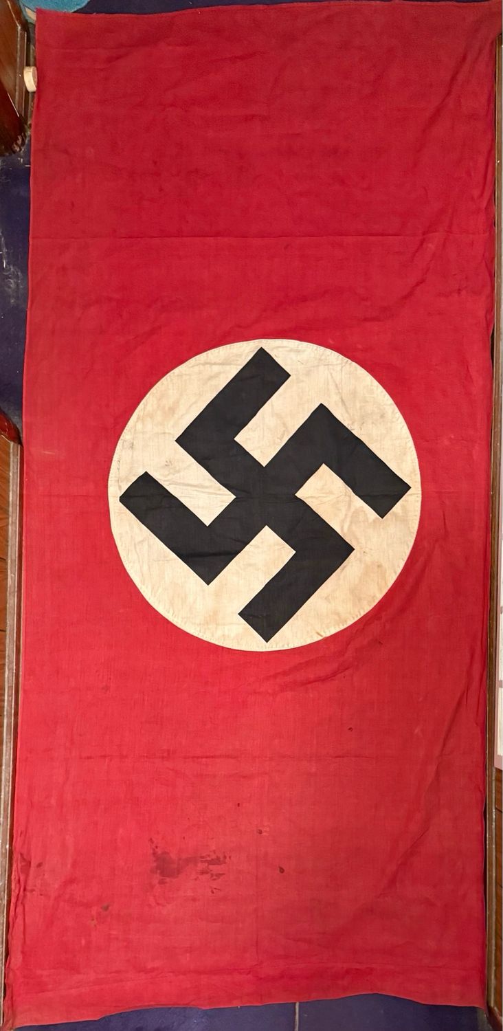 Z FACEBOOK AUCTION - NSDAP Banner Flag 43&quot; x 88&quot; Double Sewn Swaz *