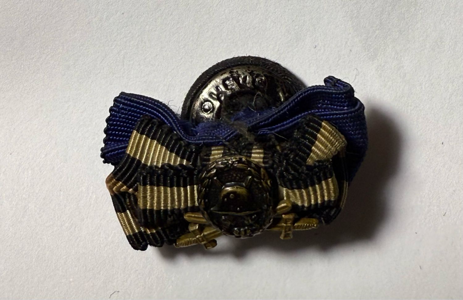 German WW1 Wound Badge, Hindenburg Cross w/ Swords &amp; Long Service Ribbons in Buttonaire Configuration, Mini Badge &amp; Swords Attachment *