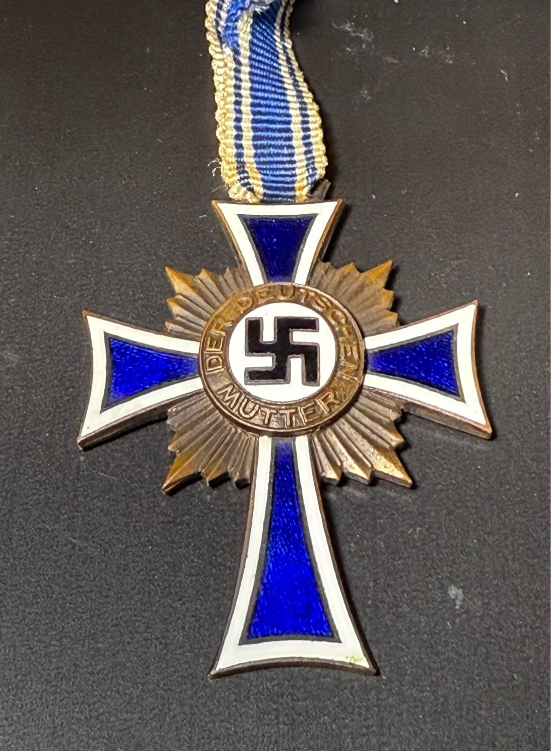 Z FACEBOOK AUCTION - German Mother&#39;s Cross in Bronze with Ribbon, STARTING BID $25  *