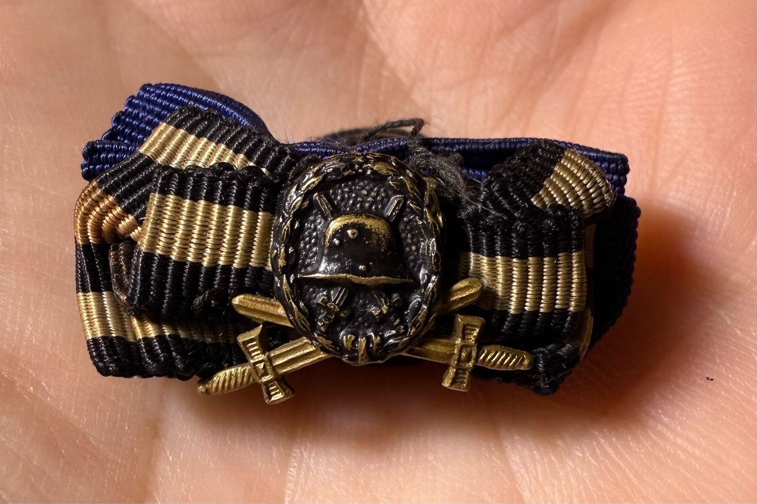 German WW1 Wound Badge, Hindenburg Cross w/ Swords &amp; Long Service Ribbons in Buttonaire Configuration, Mini Badge &amp; Swords Attachment *