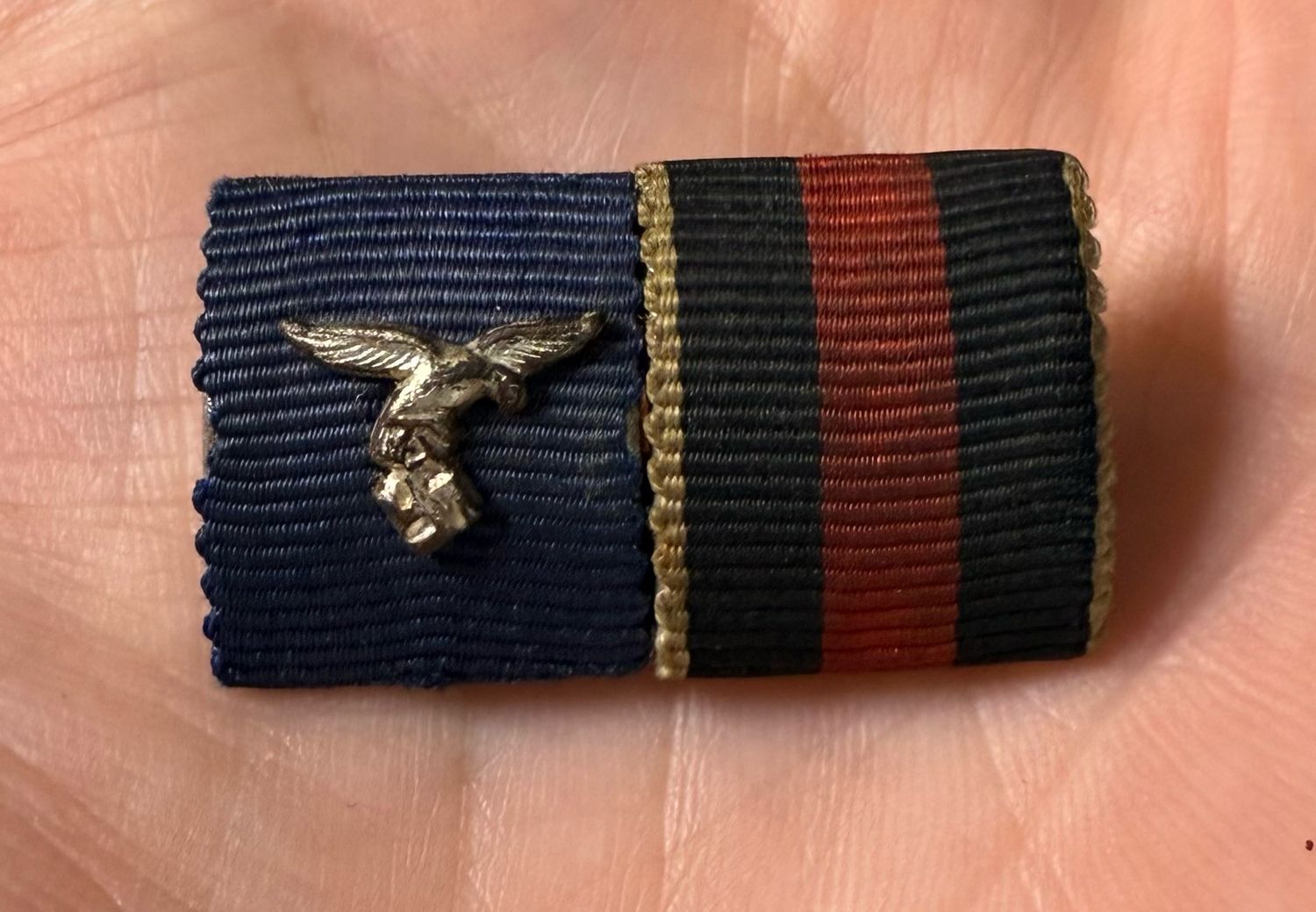 Z German WW2 Two Place Ribbon Bar - Luftwaffe Long Service &amp; Czech Occupation Medal*