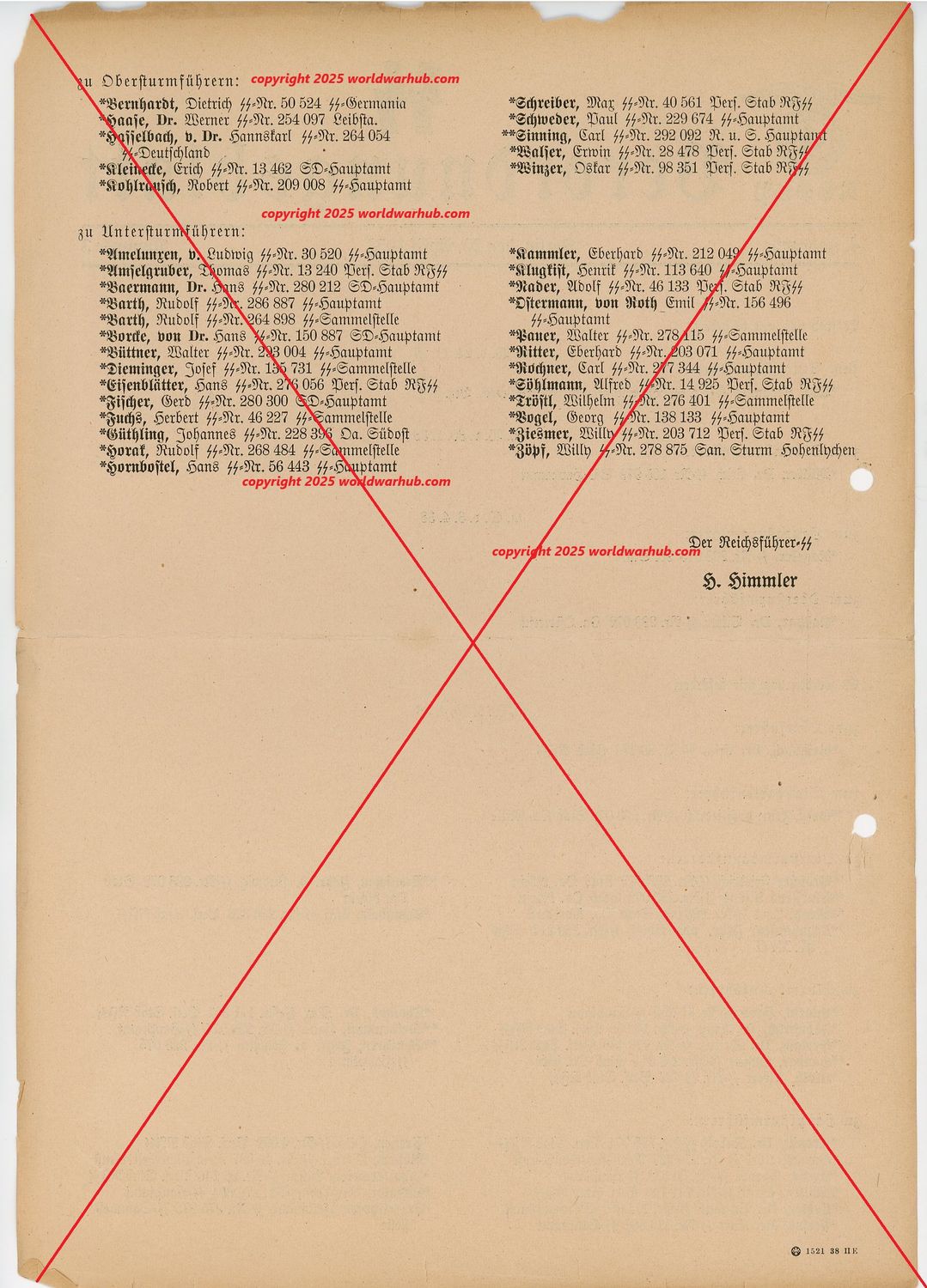 Z Extremely Rare German SS Verordnungsblatt List of SS Officer Promotions From April 20th, 1938