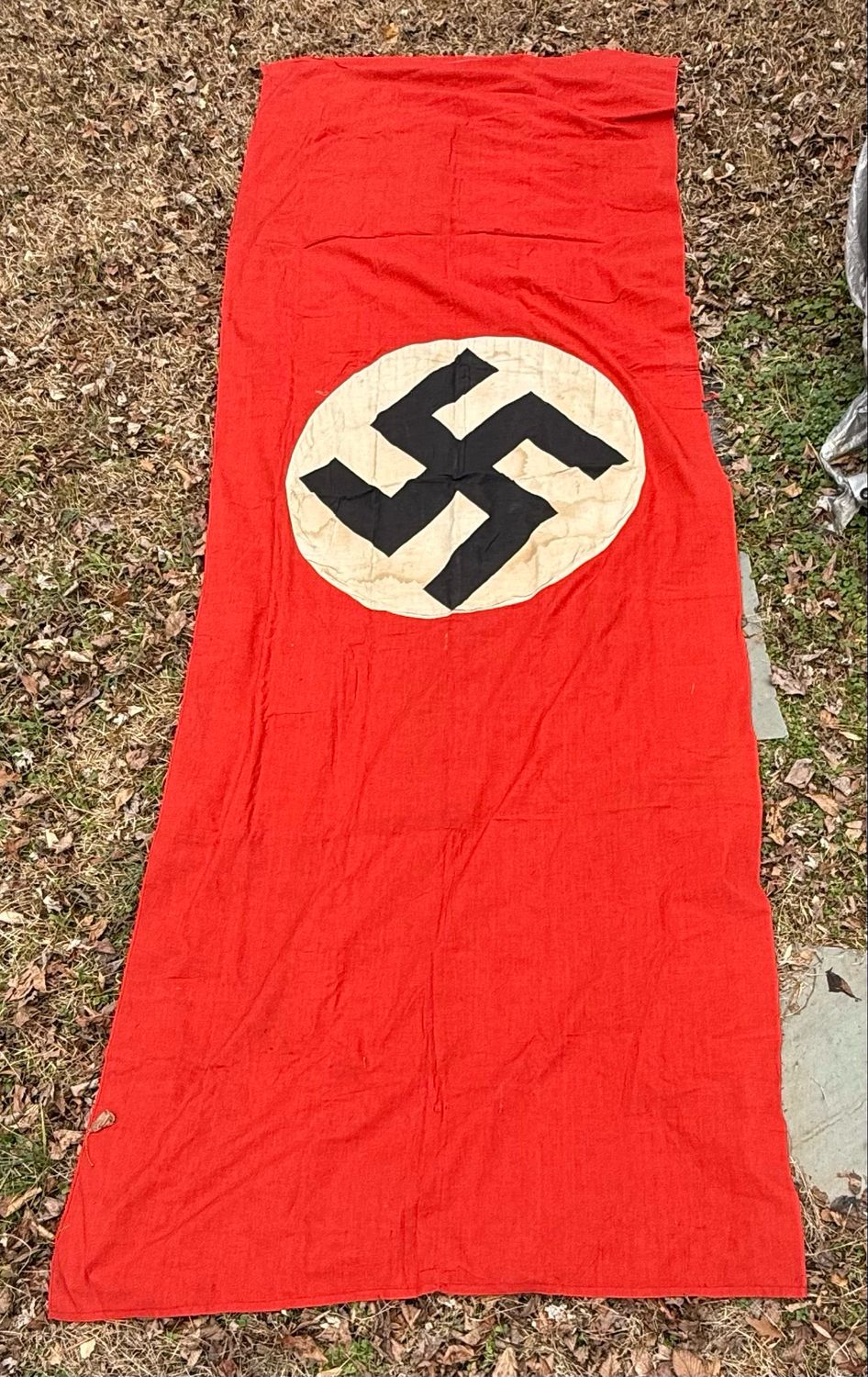 Z FACEBOOK AUCTION - Massive NSDAP Partei Banner Flag Double Sided Separate Swaz Almost 4&#39; x 11&#39;, STARTING BID $150 *