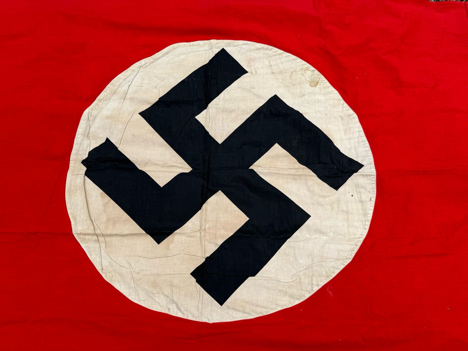 Z FACEBOOK AUCTION - Massive NSDAP Partei Banner Flag Double Sided Separate Swaz Almost 4&#39; x 11&#39;, STARTING BID $150 *