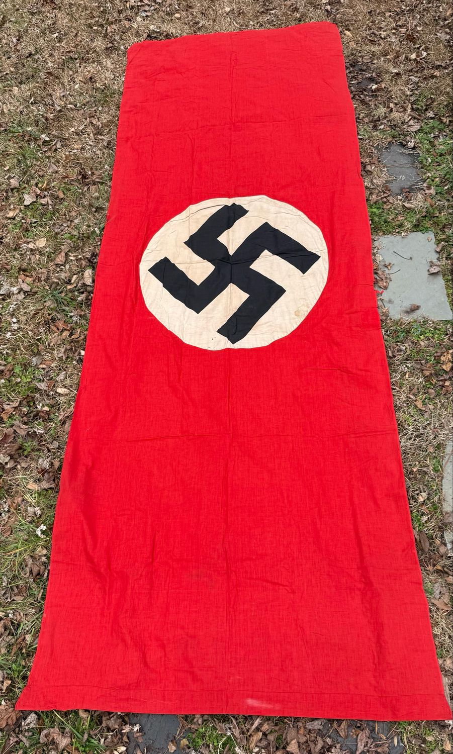 Z FACEBOOK AUCTION - Massive NSDAP Partei Banner Flag Double Sided Separate Swaz Almost 4&#39; x 11&#39;, STARTING BID $150 *