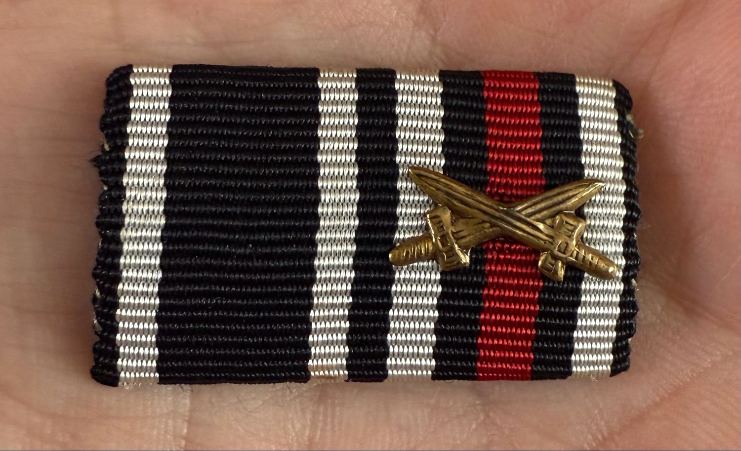 Z German WW1 - 2 Place Ribbon Bar - Iron Cross 2nd Class Hindenburg Cross with Swords *