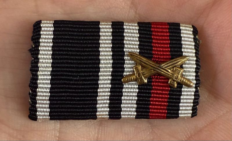 Z German WW1 - 2 Place Ribbon Bar - Iron Cross 2nd Class Hindenburg Cross with Swords *