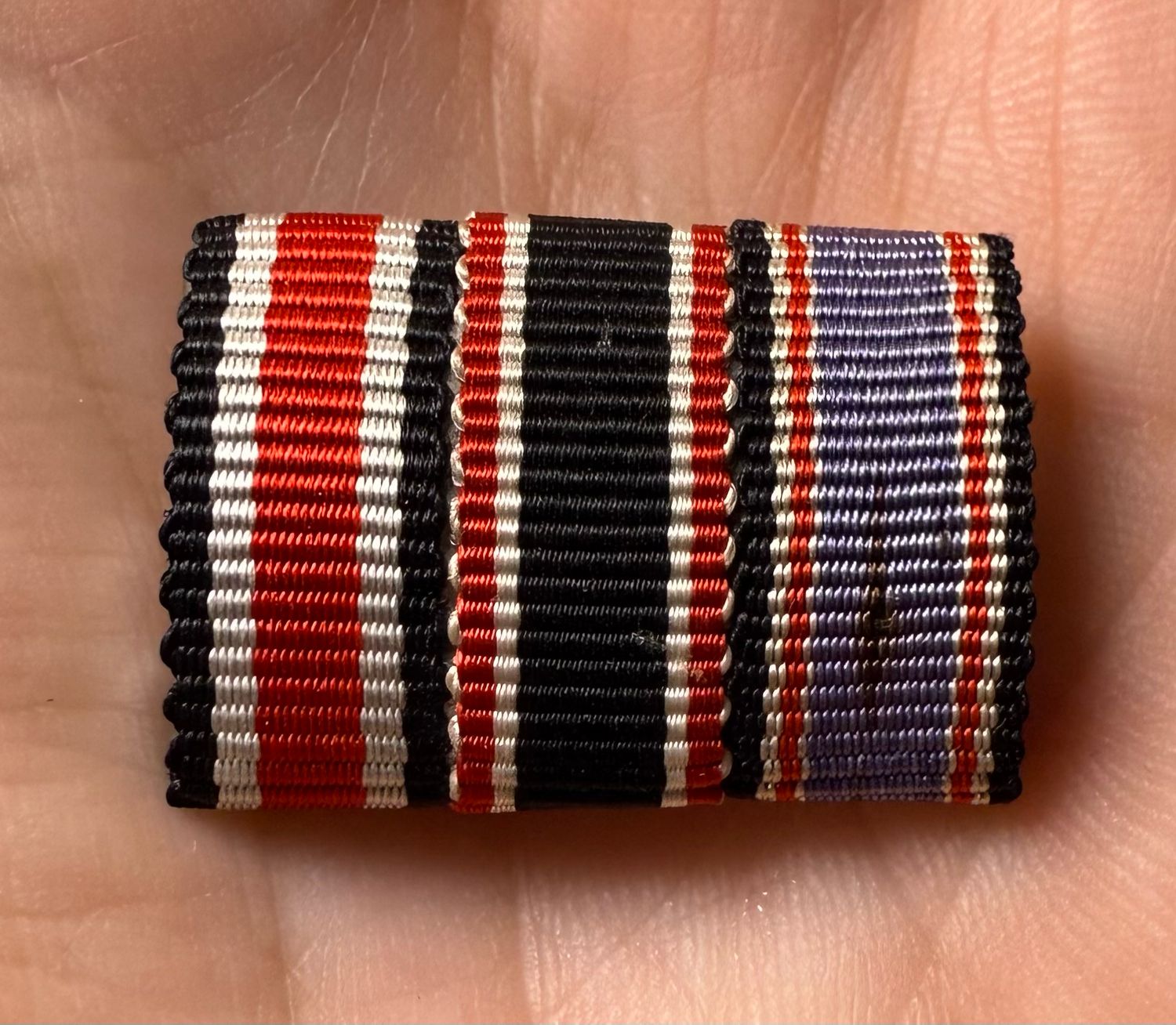 Z RARE German WW2 - 3 Place Micro Size Ribbon Bar Iron Cross War Merit Luftschutz*