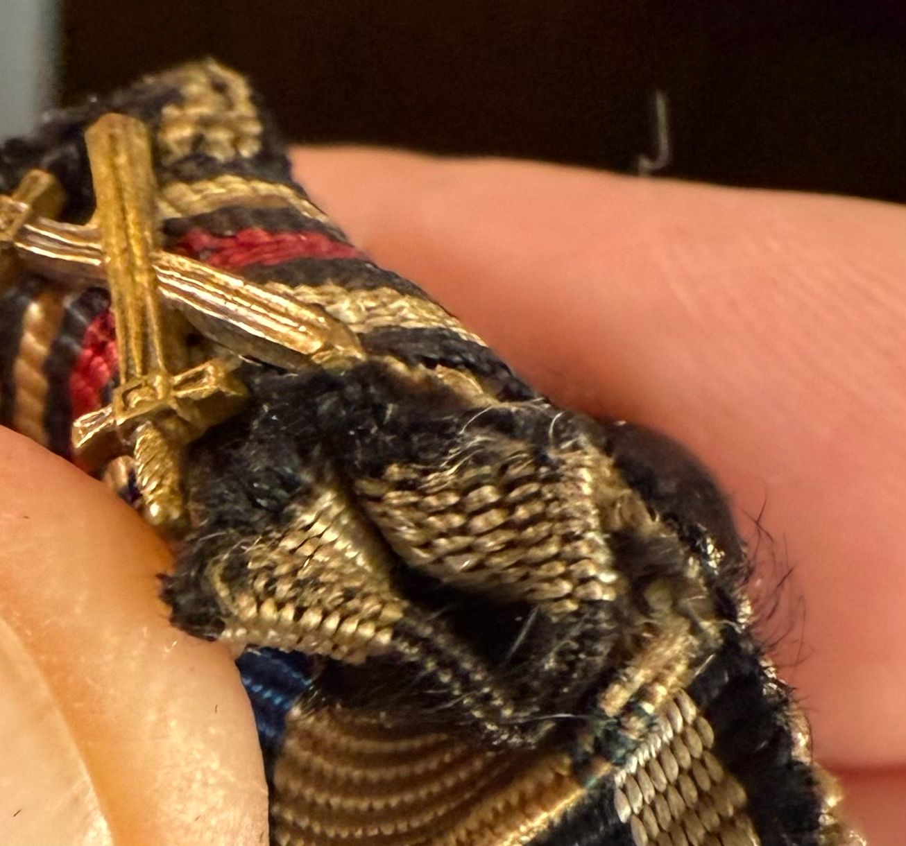 Z German WW1 Buttonaire 4 Ribbons EK2 Hindenburg Cross, Bavaria Austria Merit, Swords Button * (SOLD ON EBAY)