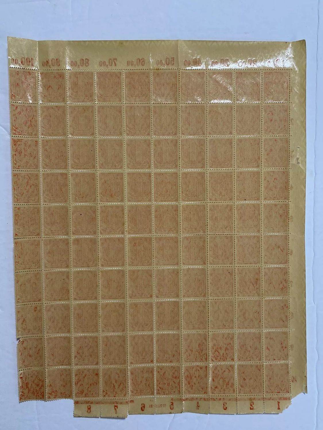 Sheet of 100 Unused German 1 Mark Dienstmarke Stamps Weimar Era WW2