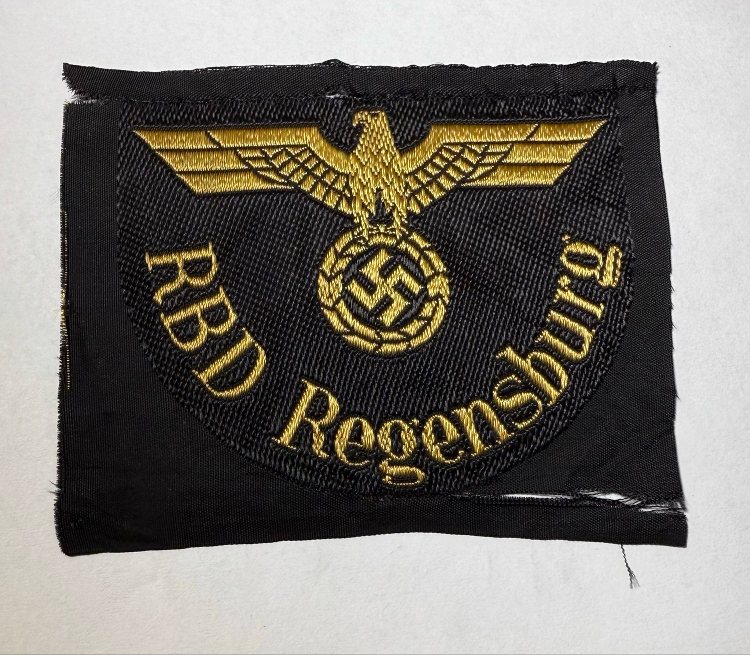 Z FACEBOOK AUCTION - DEUTSCHE REICHSBAHN RBD REGENSBURG PATCH GERMAN WW2 THIRD REICH INSIGNIA, STARTING BID $10 *