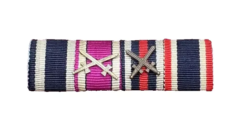 Z German WW1 - 4 Place Ribbon Bar Iron Cross Duchy of Saxon, Hindenburg WW2 KVK2*