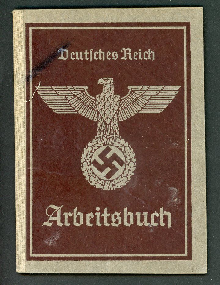Z FACEBOOK AUCTION - German WW2 2nd Pattern Arbeitsbuch, Civil Engineer, START BID $12 *