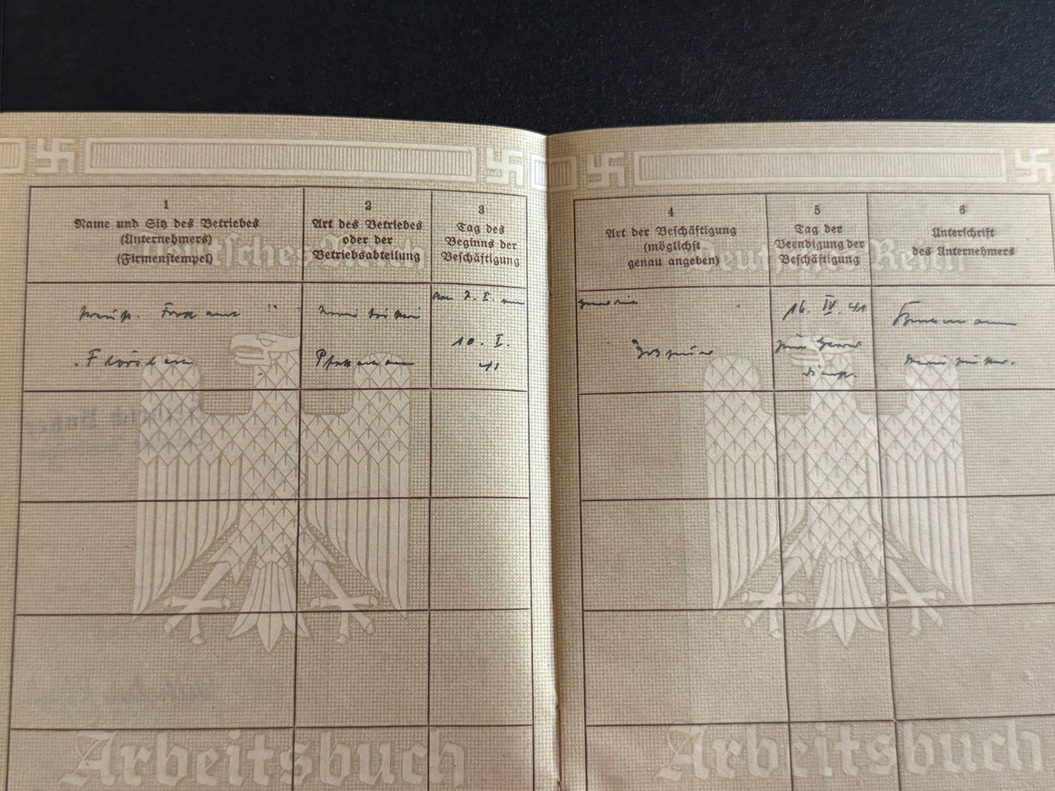Z FACEBOOK AUCTION - German Arbeitsbuch Worked For Business Named WILHELM KLINK, The Colonel From Hogan&#39;s Heroes! Timber, Forest, Wood Worker, STARTING BID $15