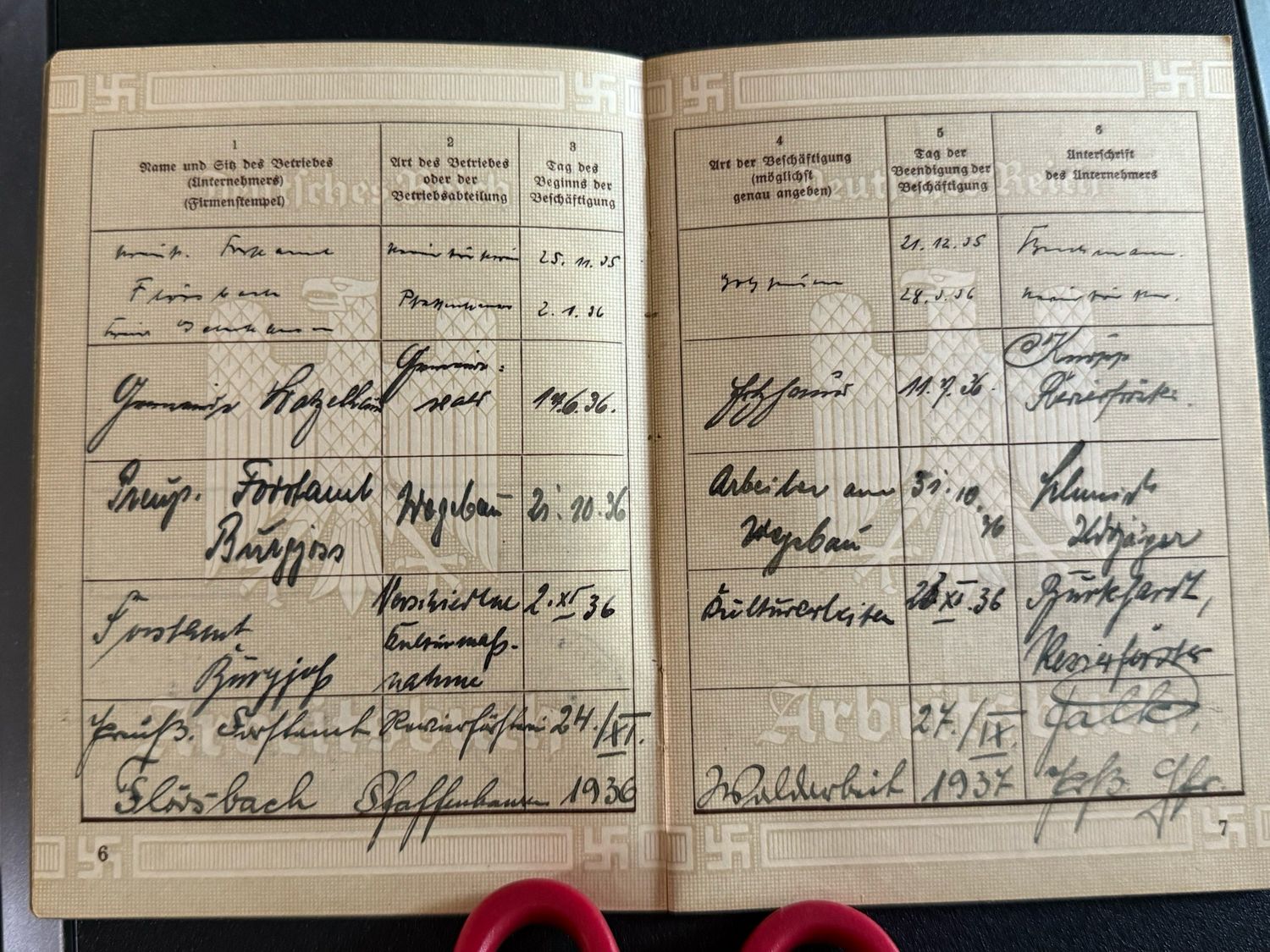 Z FACEBOOK AUCTION - German Arbeitsbuch Worked For Business Named WILHELM KLINK, The Colonel From Hogan&#39;s Heroes! Timber, Forest, Wood Worker, STARTING BID $15