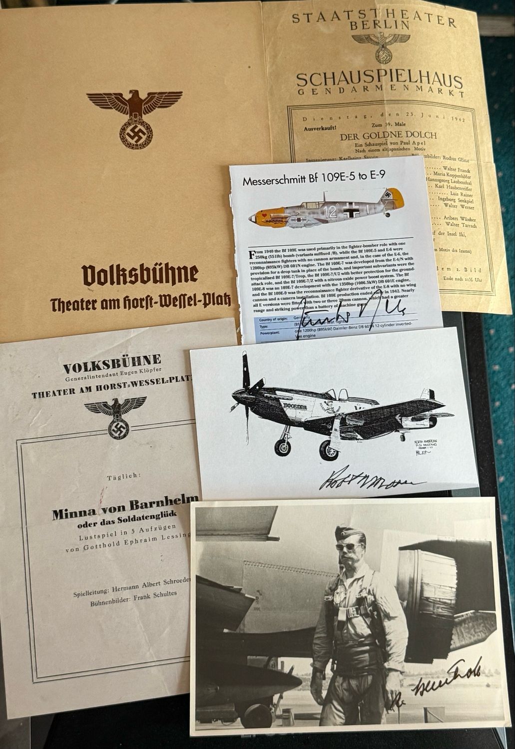 Z FACEBOOK AUCTION - German Third Reich Paper Lot &amp; Postwar Luftwaffe &amp; USA P-51 Pilot Autographs, STARTING BID $5