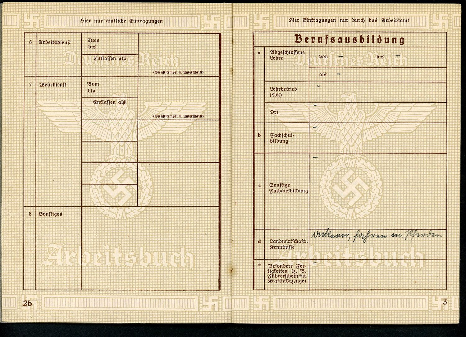 Z FACEBOOK AUCTION - German WW2 2nd Pattern Arbeitsbuch Worker&#39;s Record Book, Army Clothing Office Driver 1940, STARTING BID $12 *