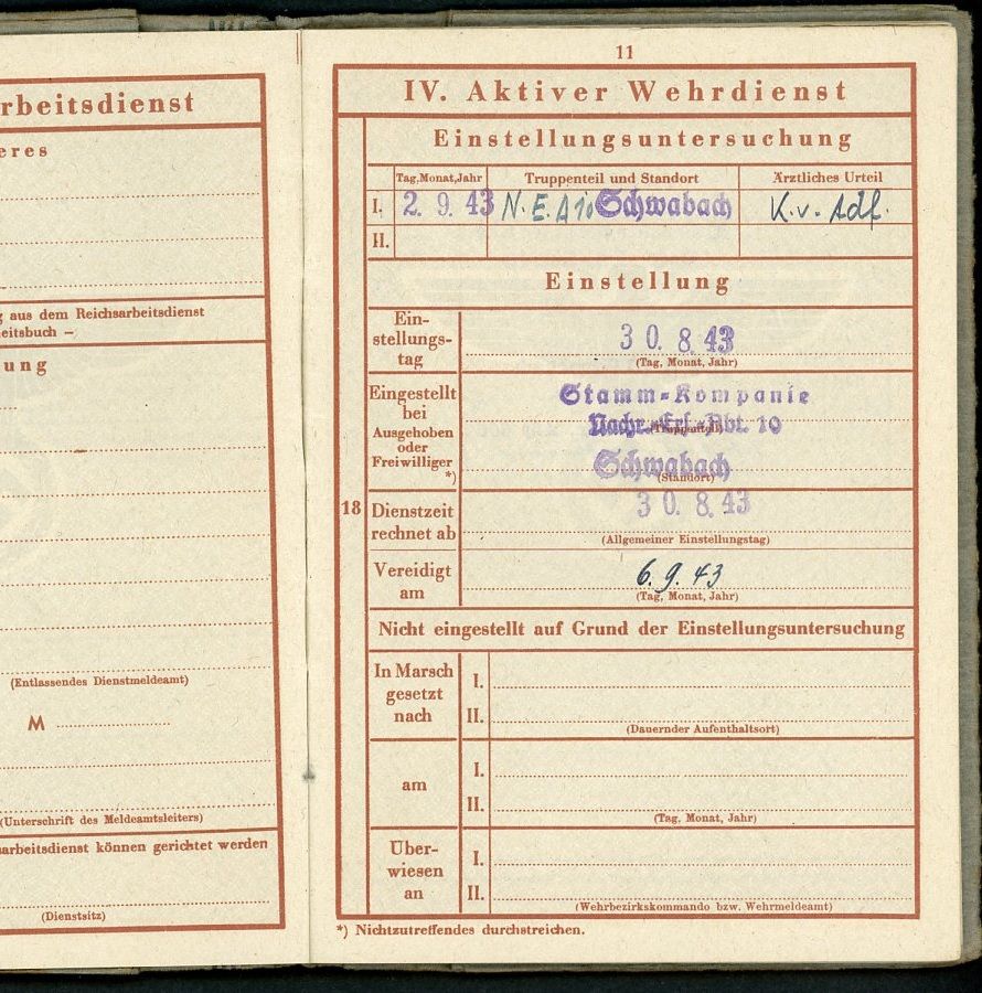Z FACEBOOK AUCTION - German WW2 Soldier Wehrpass, 2nd Pattern, Nachrichten Unit, 1943-44, Promoted Twice + Document &amp; Photo, STARTING BID $35*