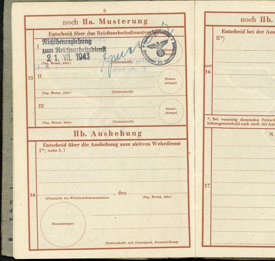 Z FACEBOOK AUCTION - German WW2 Soldier Wehrpass, 2nd Pattern, Nachrichten Unit, 1943-44, Promoted Twice + Document &amp; Photo, STARTING BID $35*