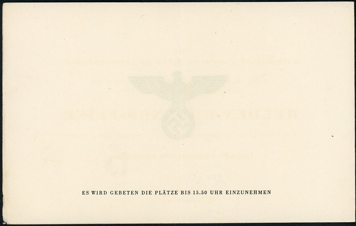 Z FACEBOOK AUCTION - OFFICIAL NSDAP REQUEST TO ATTEND HERO EVENT LATE 1941, ORTSGRUPPENLEITER SIGNATURE, STARTING BID $5*