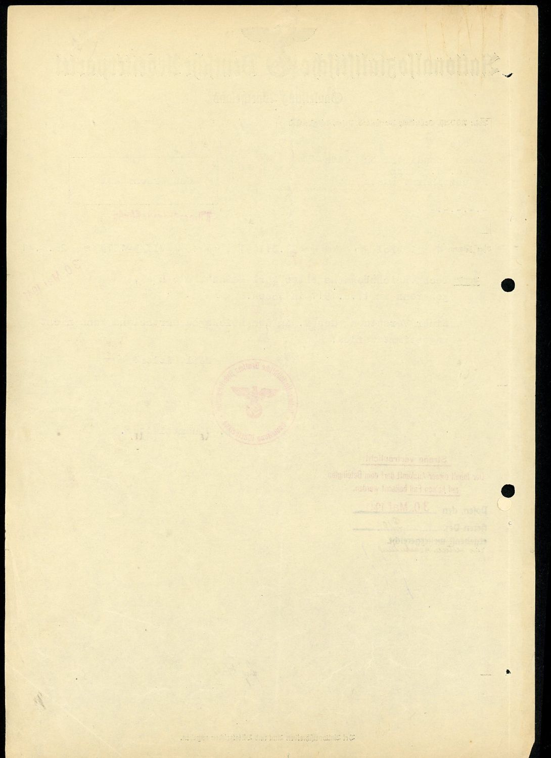 Z FACEBOOK AUCTION - GESTAPO Countersigned NSDAP Letter About Reichsbahn Inspector, May 1941, STARTING BID $5 *