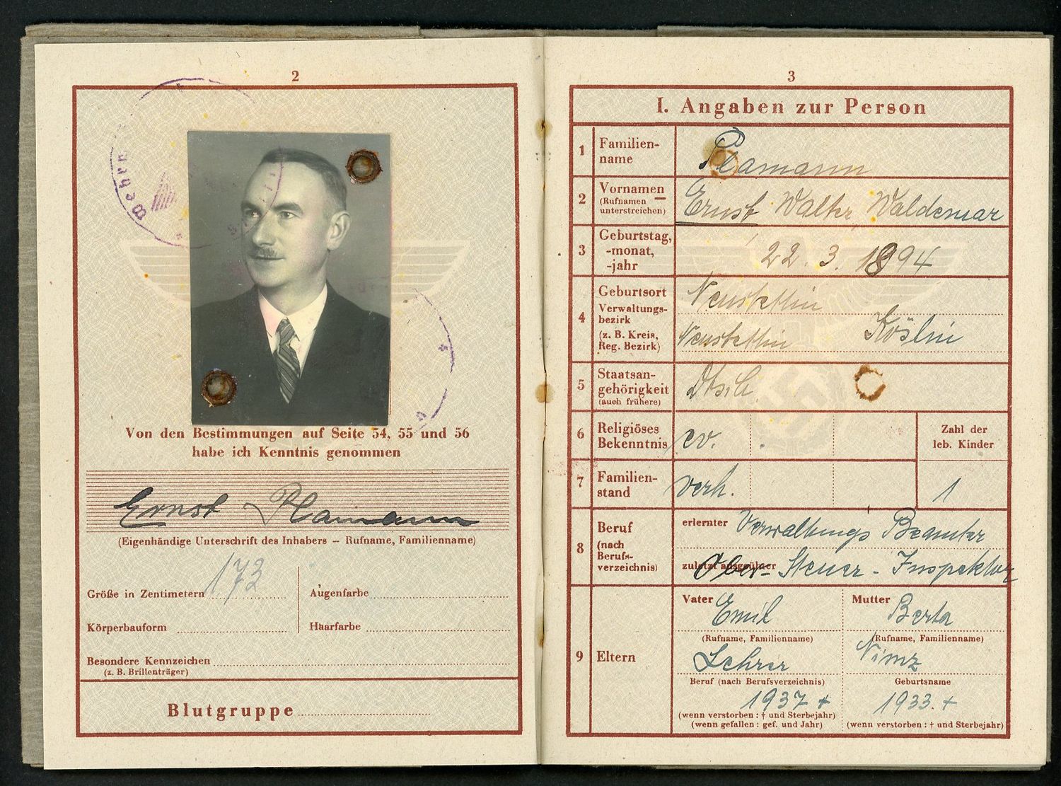 Z FACEBOOK AUCTION - German WW2 Wehrpass &amp; Document Lot, WW1 EK2, Kennkarte, Ration Cards &amp; More, STARTING BID $25 *