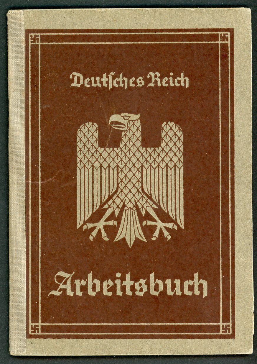 Z FACEBOOK AUCTION - German Arbeitsbuch, 1st Pattern, Worked For Siemens, Industrial 1935-39, STARTING BID $12  *