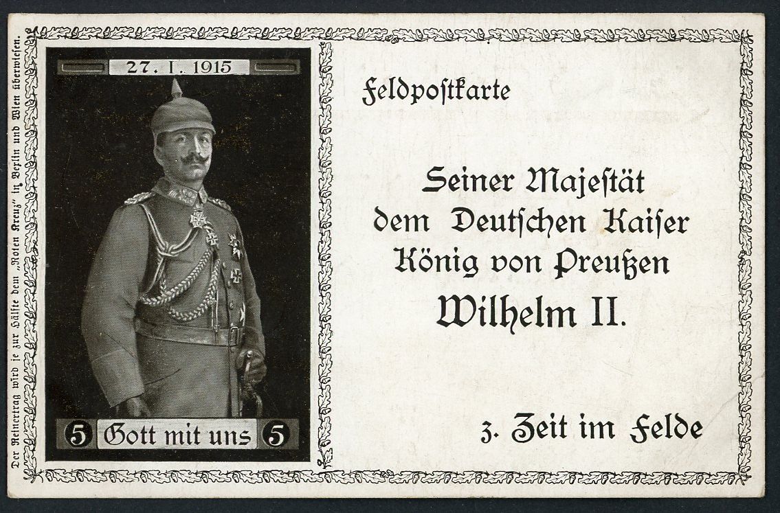 German WW1 Kaiser Wilhelm II 56th Birthday Postcard 1915 Wartime